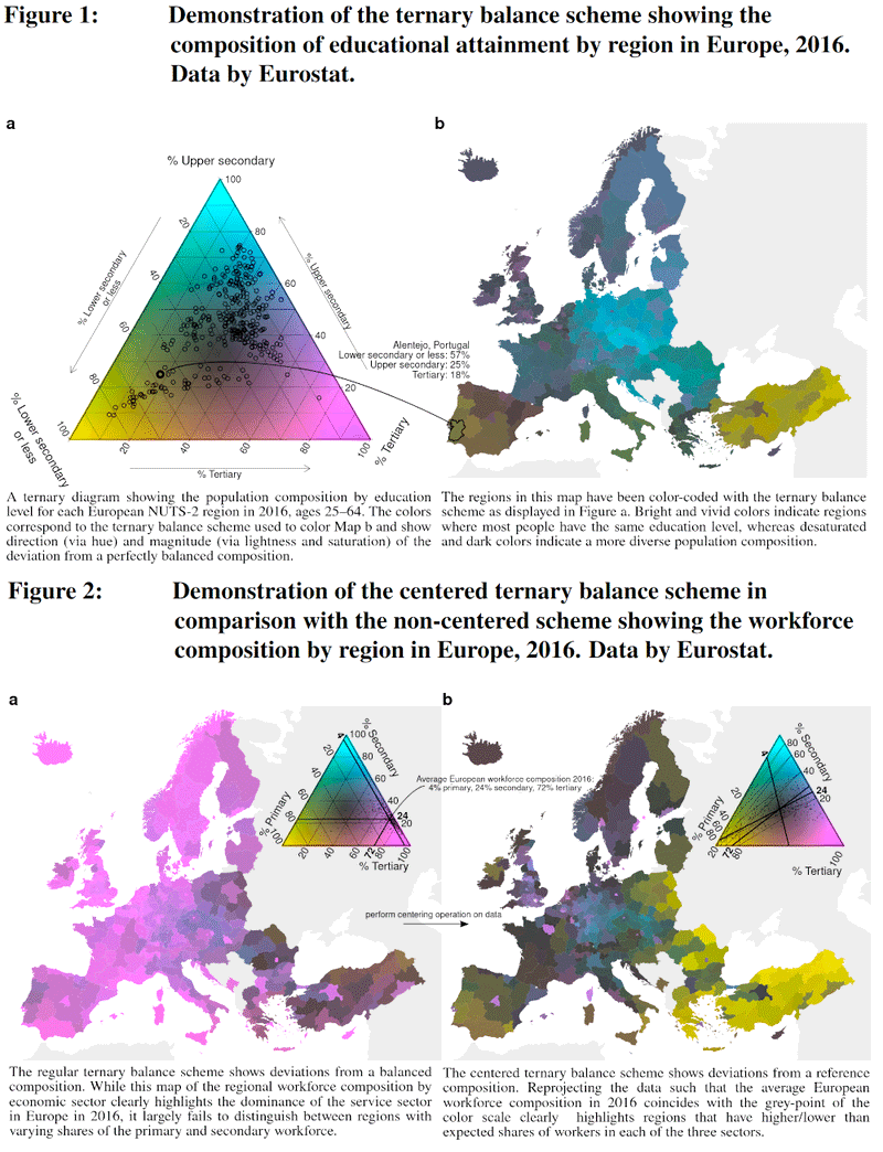 Teaser image for The centered ternary balance scheme: A technique to visualize surfaces of unbalanced three-part compositions
