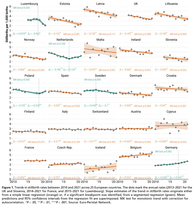 Teaser image for Stillbirth rate trends across 25 European countries between 2010 and 2021: the contribution of maternal age and multiplicity
